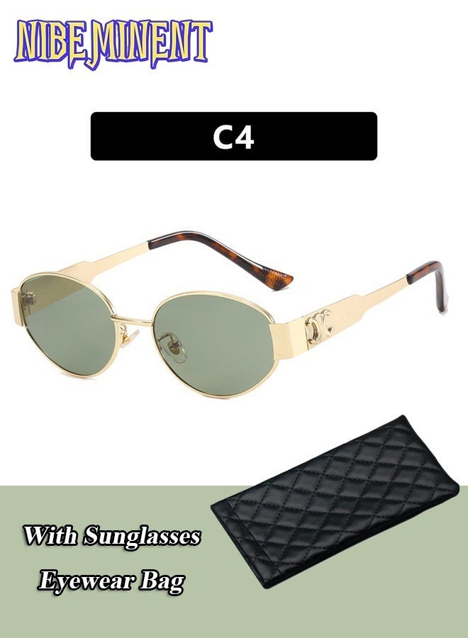 نيبمينينت نظارات شمسية قديمة بإطار معدني Aviator Oval Arc de Triomphe، نظارات شمسية نسائية/رجالية، نظارات شمسية قديمة مستديرة، أسلوب فاخر، أسلوب تيك توك الرائج، حماية من الأشعة فوق البنفسجية - Image 1