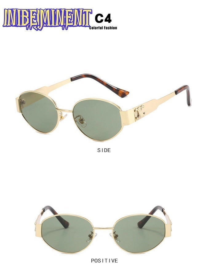 نيبمينينت نظارات شمسية قديمة بإطار معدني Aviator Oval Arc de Triomphe، نظارات شمسية نسائية/رجالية، نظارات شمسية قديمة مستديرة، أسلوب فاخر، أسلوب تيك توك الرائج، حماية من الأشعة فوق البنفسجية - Image 4