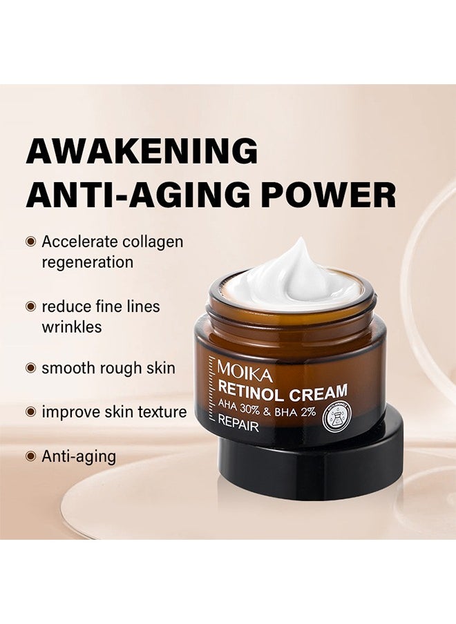 MOIKA - Retinol Cream, Ant-Aging Wrinkle Firming Cream, AHA 30% & BHA 2% Repair Skin,Retinol Firming & Wrinkle removal and Revitalizing Cream 30g - Image 1