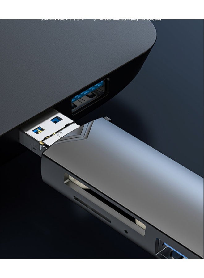 Micro SD aluminium case Card reader, 6-in-1 USB 2 Type-C flash reader Multi-function adapter for Windows laptops, the new MacBook Nexus, tablets and Android smartphones etc Grey  - Image 4