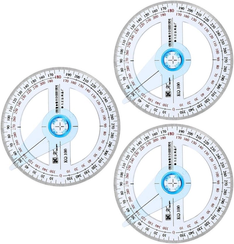 3pcs Plastic Circle Protractor Set 360° Rotating Angle Measuring Rulers Professional Drafting Tools for Office School Geometry and Technical Drawing - Image 1