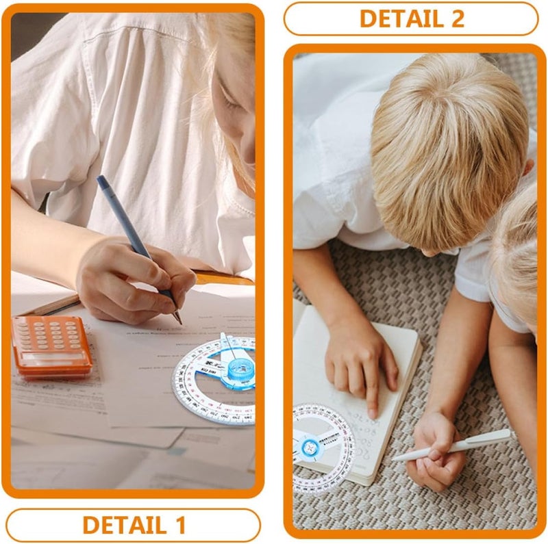 3pcs Plastic Circle Protractor Set 360° Rotating Angle Measuring Rulers Professional Drafting Tools for Office School Geometry and Technical Drawing - Image 3