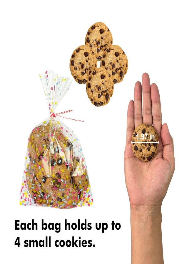 EKAPACKAGING Twist Ties Clear Gift Bag Bulk Chrstmas Treat Bag Party Favor Snack Food Packaging Kids Goodie Cellophane Wrapping (4 * 6 Inches, 50 Sprinkle Print) - Image 3