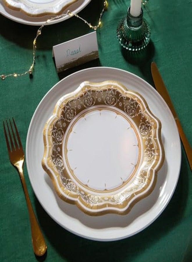 Talking Tables 24 x Gold Disposable Paper Party Plates in 3 Styles, Strong and Sturdy Elegant Scalloped Design Recyclable Dishes for Christmas, Birthday Weddings, Anniversary 9inch - Image 3