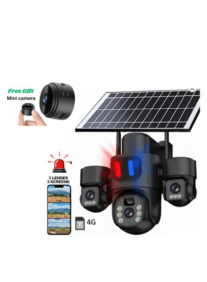 HONTON Solar Powered Multi-lens Warning Camera Real-time remote viewing of the scene via mobile phone. - Image 1