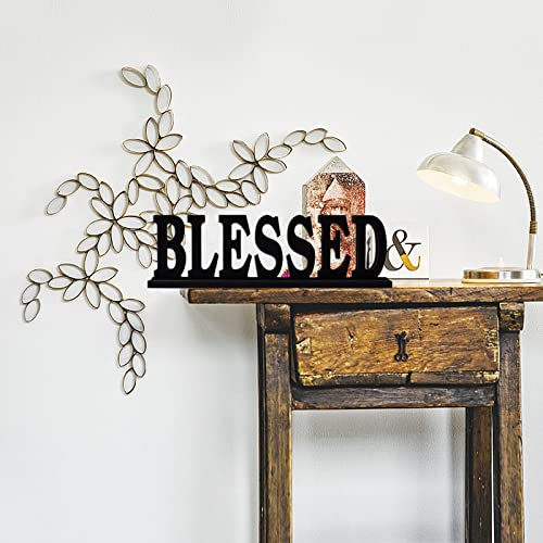 YK Decor Wood Blessed Sign Indoor Home Decor Cutout Block Letter Farmhouse Table Centerpieces Wooden for Living Room Office Shelf Mantel Decor - Image 2