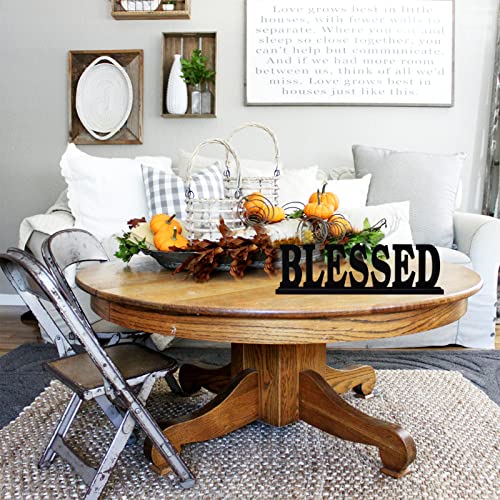 YK Decor Wood Blessed Sign Indoor Home Decor Cutout Block Letter Farmhouse Table Centerpieces Wooden for Living Room Office Shelf Mantel Decor - Image 3