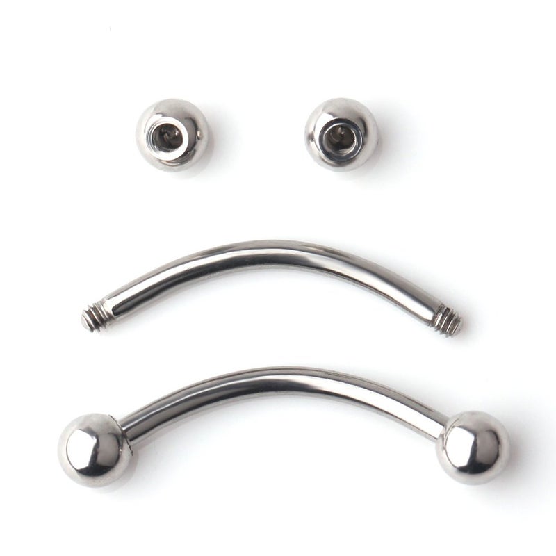 Ruifan Lot of 10 Eyebrow Piercing Jewelry Curved Barbell with Ball Kit Eyebrow Tragus Lip Ring 16g 16 gauge 12mm - Image 2