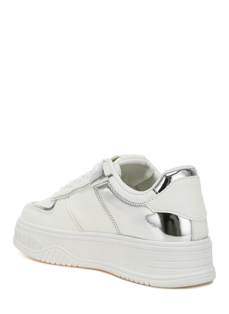 London Rag Metallic Paneling Platform Sneakers White Silver  - Image 3