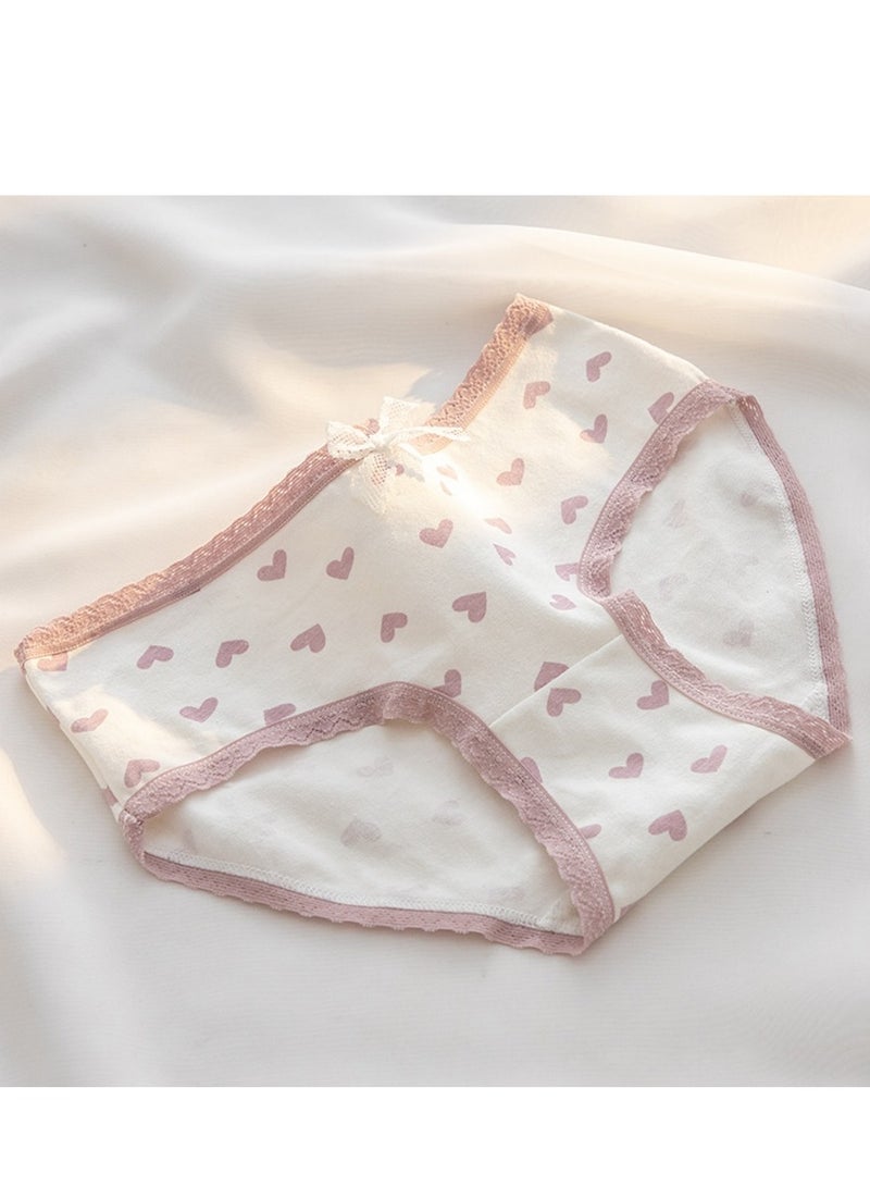 مجموعة من 5 ملابس داخلية قطنية أنيقة بخصر متوسط، ملابس داخلية مريحة وجيدة التهوية للفتيات - Image 3