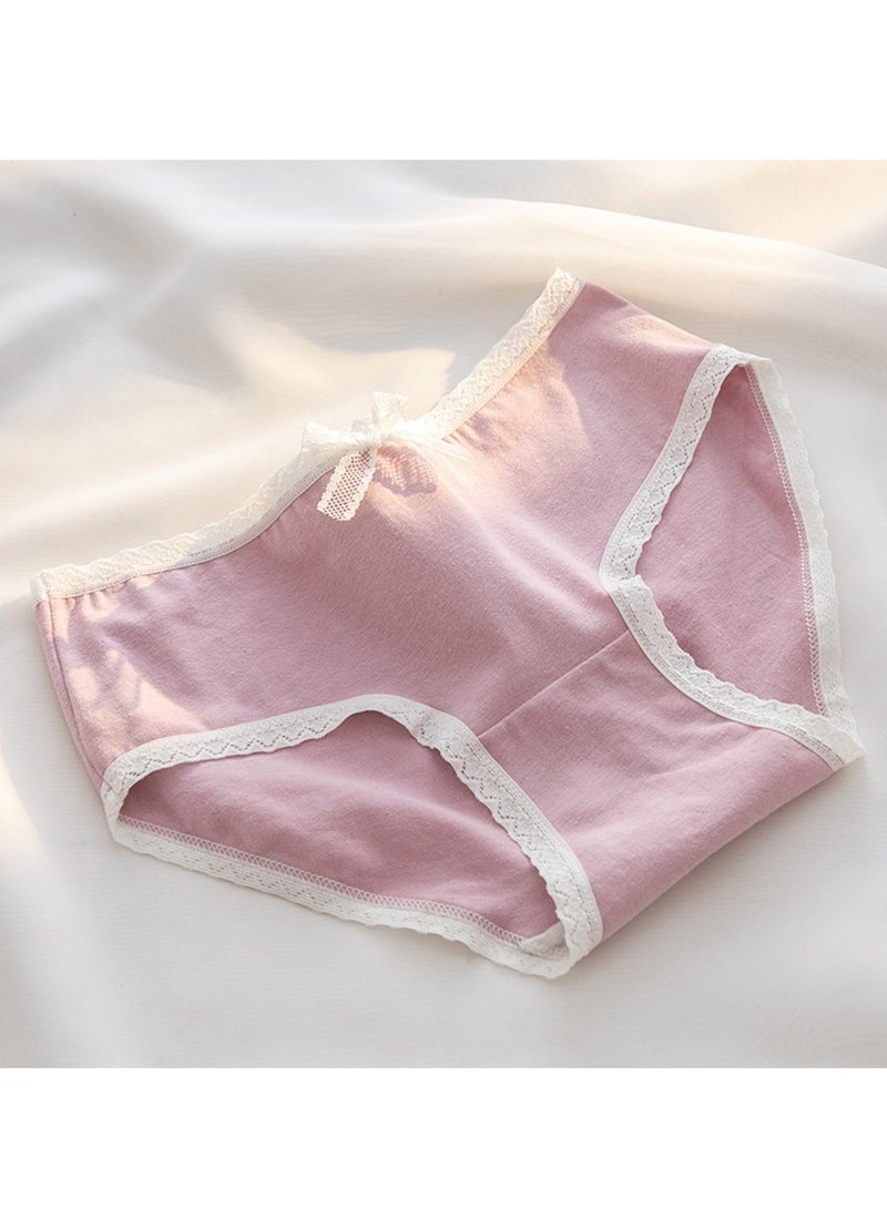 مجموعة من 5 ملابس داخلية قطنية أنيقة بخصر متوسط، ملابس داخلية مريحة وجيدة التهوية للفتيات - Image 4