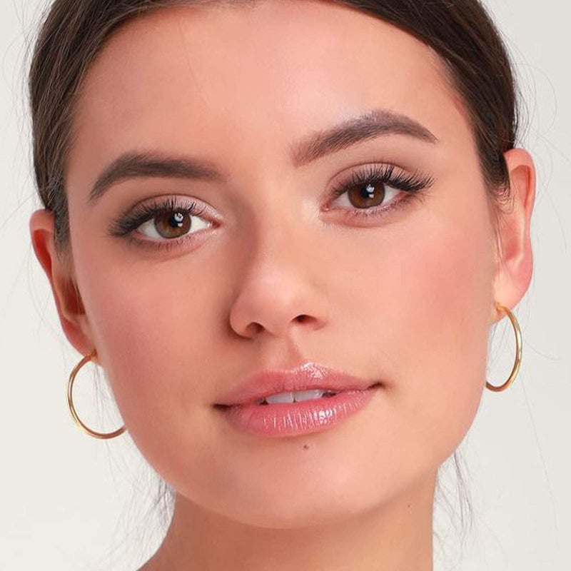 Gacimy 14K Gold Plated Hoop Earrings for Women, 14K Gold Plated Hoops with 925 Sterling Silvertone Post, Yellow Color 30mm Medium Earrings for Women - Image 2