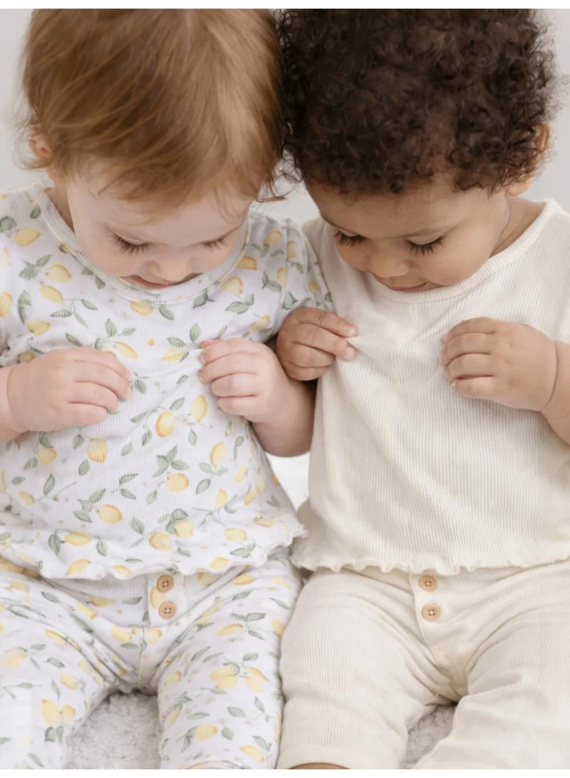 Victor And Jane  Infant Girls 2-Pack Rib T-Shirts & 2-Pack Rib Leggings Set (Daisy Floral & Cream Stripe) for Women | Best Price UAE