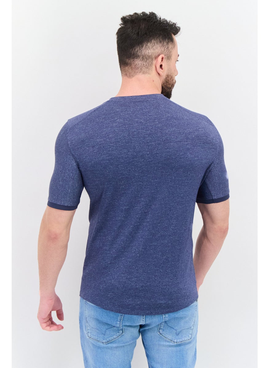 Kenneth Cole Men Crew Neck Short Sleeve Heather Shirt, Navy  - Image 2
