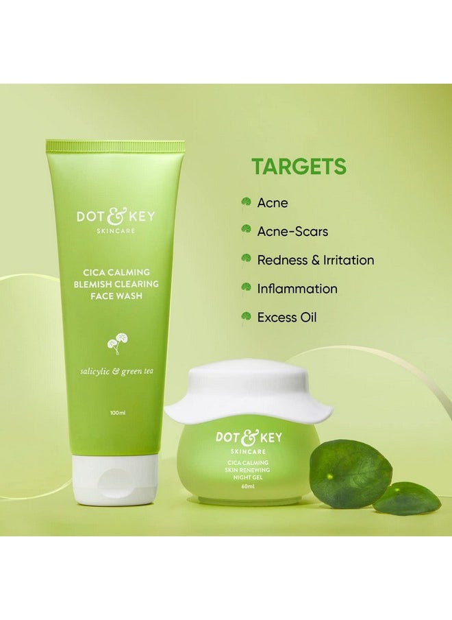 Dot & Key Cica Niacinamide Skincare Combo Night Gel 60 Ml Face Wash 100Ml For Oily & Acne Prone Skin For Women & Men  - Image 3