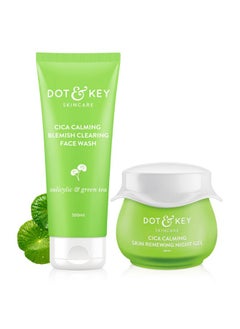 Dot & Key Cica Niacinamide Skincare Combo Night Gel 60 Ml Face Wash 100Ml For Oily & Acne Prone Skin For Women & Men  - Image 1