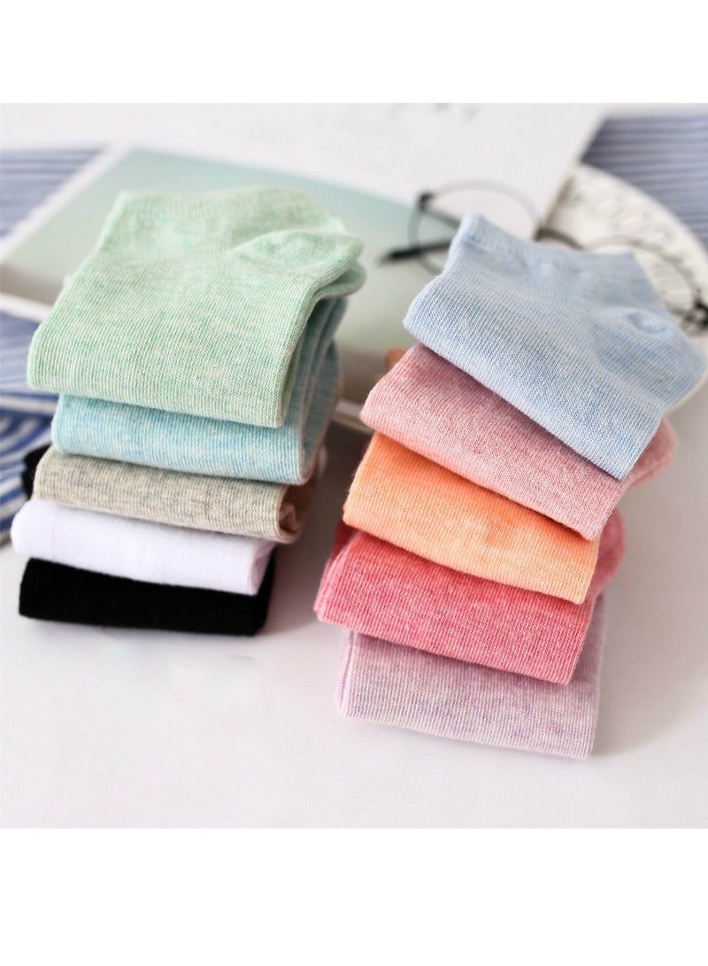 10 Pairs Women's Cotton Socks Candy Color Ankle Socks Casual Socks - Image 2