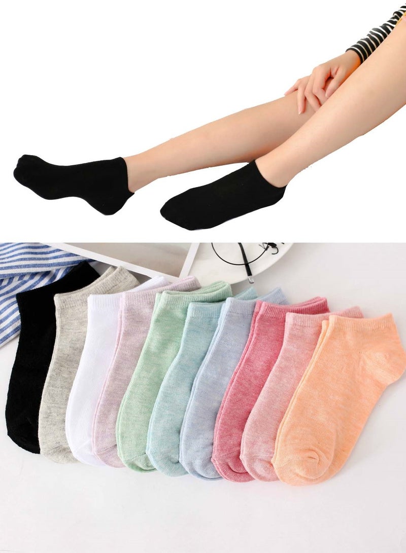 10 Pairs Women's Cotton Socks Candy Color Ankle Socks Casual Socks - Image 1