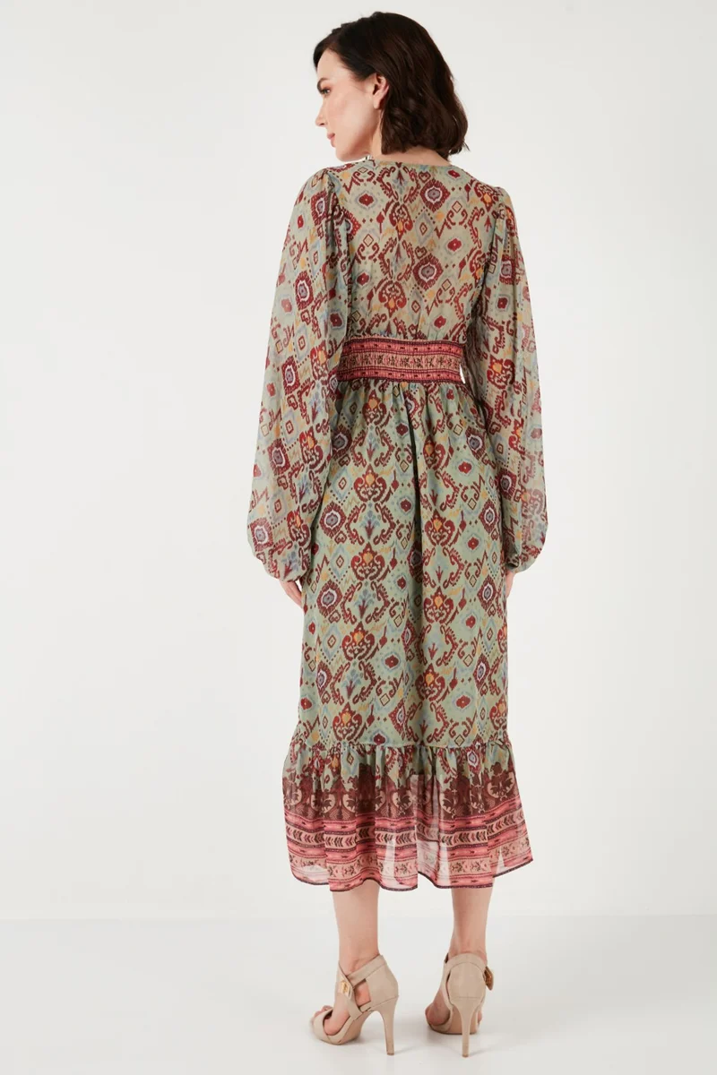 Lela Patterned V-Neck Dress