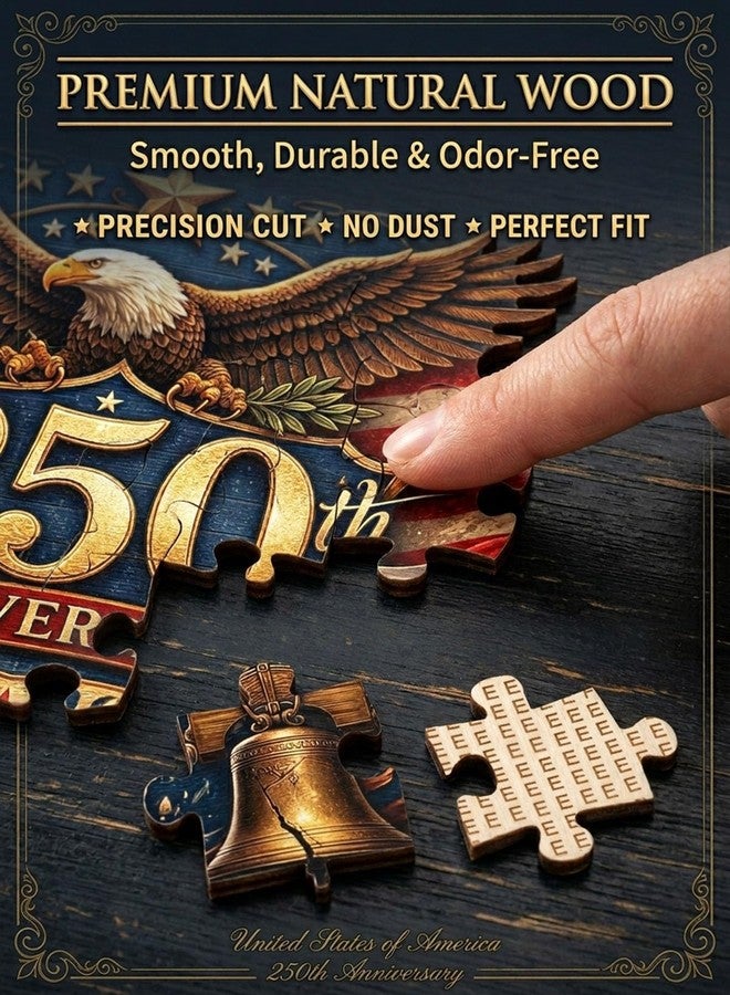 rafonie USA 250th Anniversary Puzzle America 250 Jigsaw Puzzle for Adults 500 1000 Piece Wooden Patriotic USA Flag Eagle 1776-2026 Independence Day Decoration Commemorative Gift (1000 Pcs) - Image 4