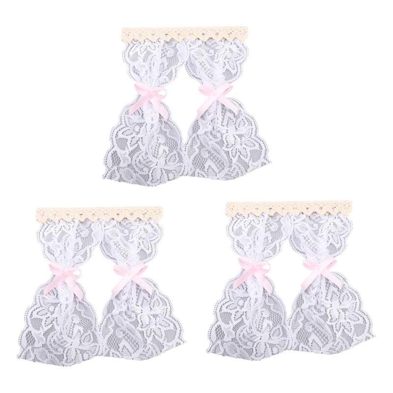 3 Pcs Dollhouse Lace Curtain Vintage Exquisite Elegant Miniature Lace Curtain for 1/12 Dollhouses Decoration Photography - Image 1