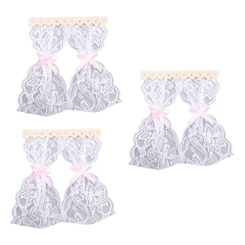 3 Pcs Dollhouse Lace Curtain Vintage Exquisite Elegant Miniature Lace Curtain for 1/12 Dollhouses Decoration Photography - Image 3