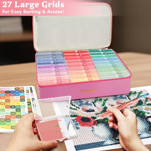 Twivah 27 Pcs Diamond Art Storage with Bag, 2-in-1 Diamond Art Trays Container with Lids, Diamond Painting Accessories with Color Stick, Diamond Art Kits for Adults & Kids Christmas, Birthday (Purple) - Image 2