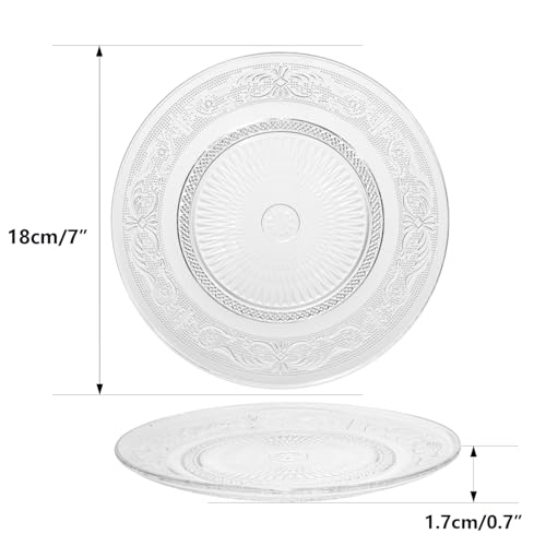 PYVYLO 12 Pack Crystal Glass Salad Plates,7 Inch Round Glass Dessert Plate,Small Dinner Snack Cake Plates for Kitchen - Image 3