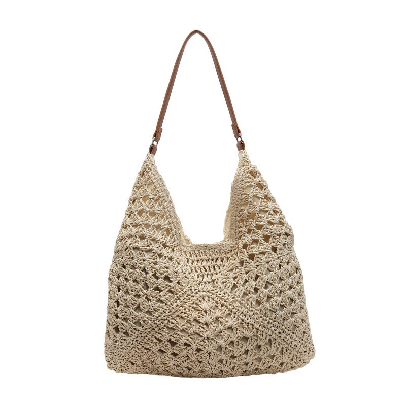 Exquisite All-Match Beach Holiday Woven Color Check Lady Underarm Tote Bag Shoulder Messenger Bag