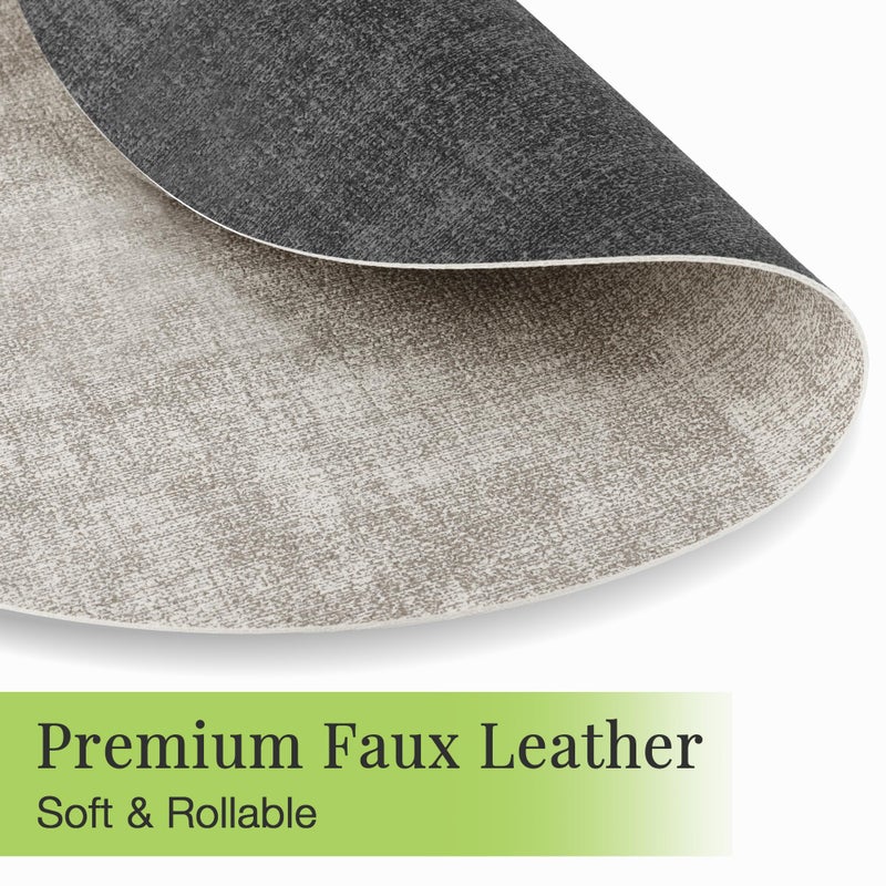 Fyvva 13-Inch Faux Leather Round Placemats Set of 6, Waterproof Anti-Slip Dual Sided Place mats, Heat Resistant Washable Table Mats with Coaster, Suitable for Indoor & Outdoor (6, Black Light Gray) - Image 4