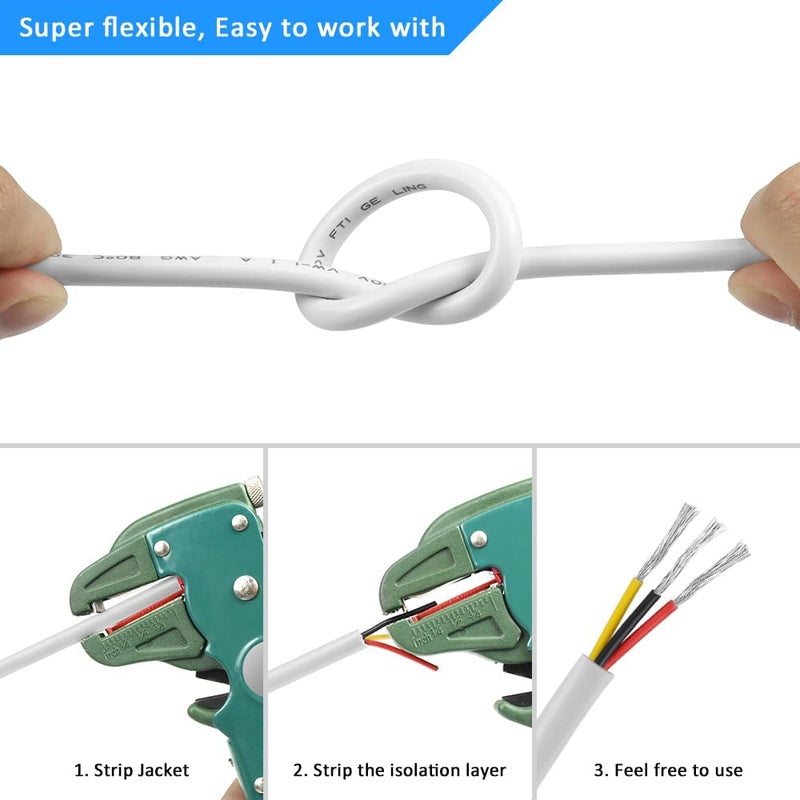 سلك U.E المرن – 3 نواة × 1.5 مم² – 70°C – H05VV-F 100% نحاس – أبيض – صنع في تركيا – كابل كهربائي متين (10 متر) - Image 5