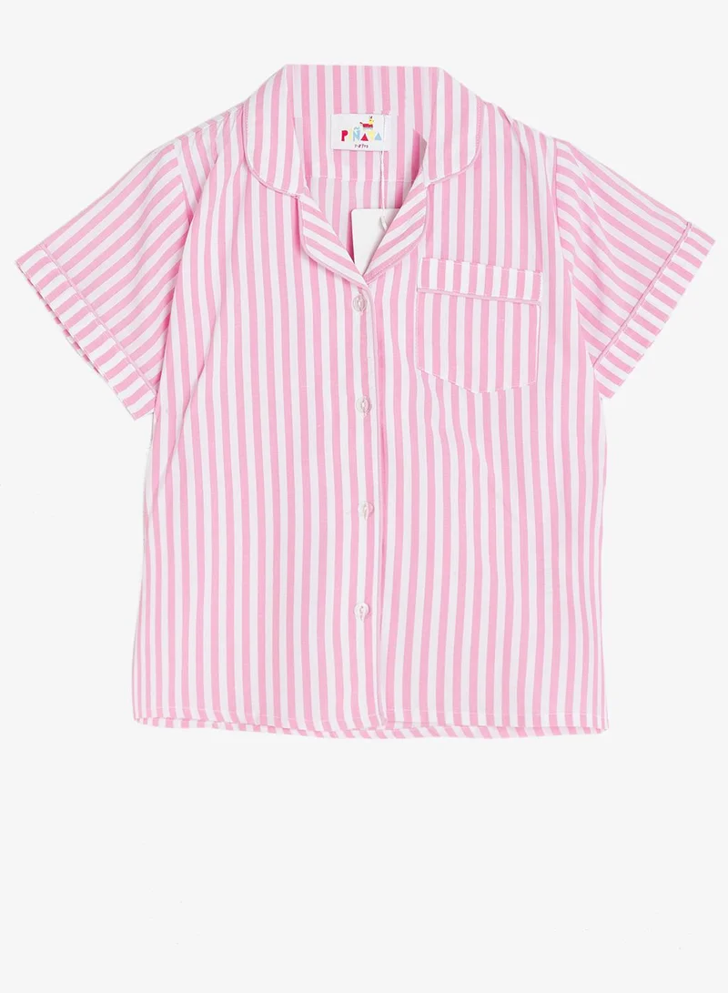 Pinata  Pink Stripe Button Through Cotton Shirt Pyjamas for Women | Best Price UAE