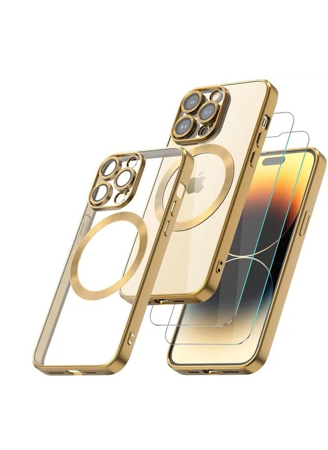 Generic - Luxury Plating Clear Magnetic For Magsafe Wireless Charge Case Compatible With IPhone 14 Pro Soft Silicone Ultraslim Edges Protective TPU PC Hybrid Case(14 Pro) - Image 1