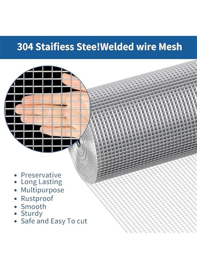 Arabest 304stainless Steel Welded Wire Mesh, 1/2 Inch Hardware Cloth, Chicken Wire Fence Mesh Cage Poultry Garden Plant Support Containment Fence(15.7in×9.6ft) - Image 4