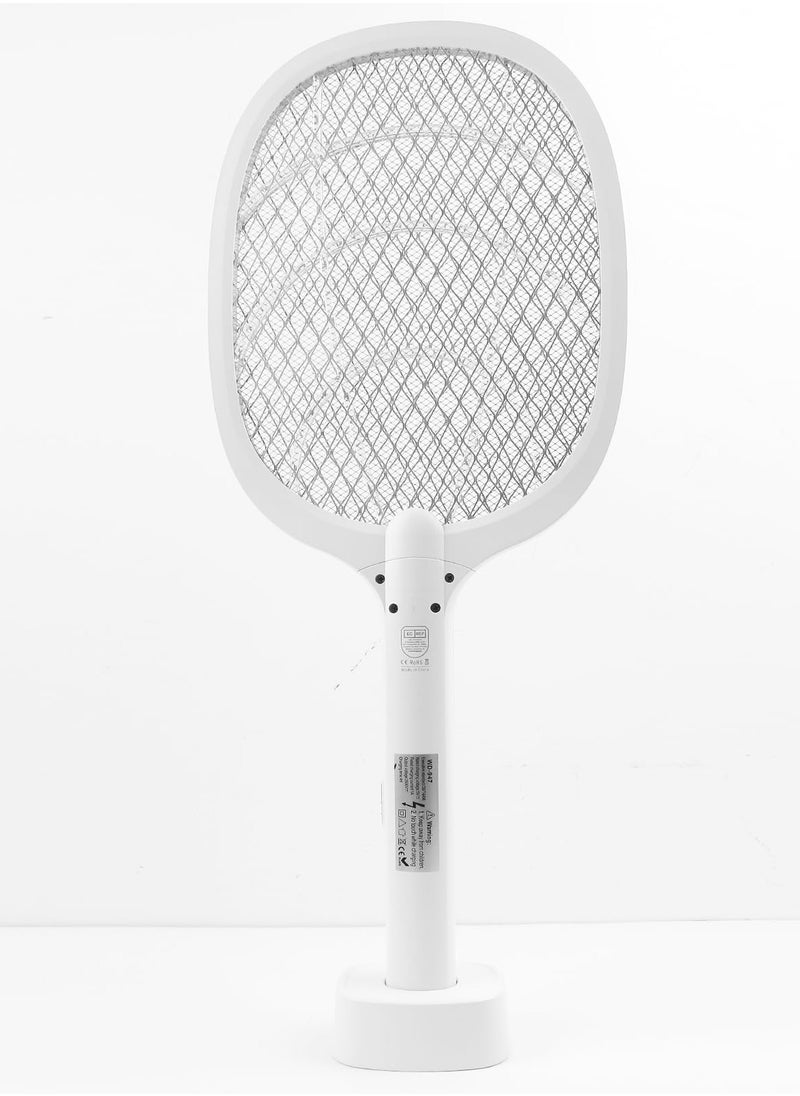 OPULENCE Electric Fly Swatter, 3000V USB Rechargeable Fly Killer Bug Zapper Racket with Charging Base, Home and Outdoor Mosquito Killer with LED Light for Mosquitoes, Flies, Bees, Moths (White) - pzsku/Z1EF7690CB27BA187C3ABZ/45/_/1717675990/ec91a5c6-2a47-41b3-a694-ea64ec67d8c6