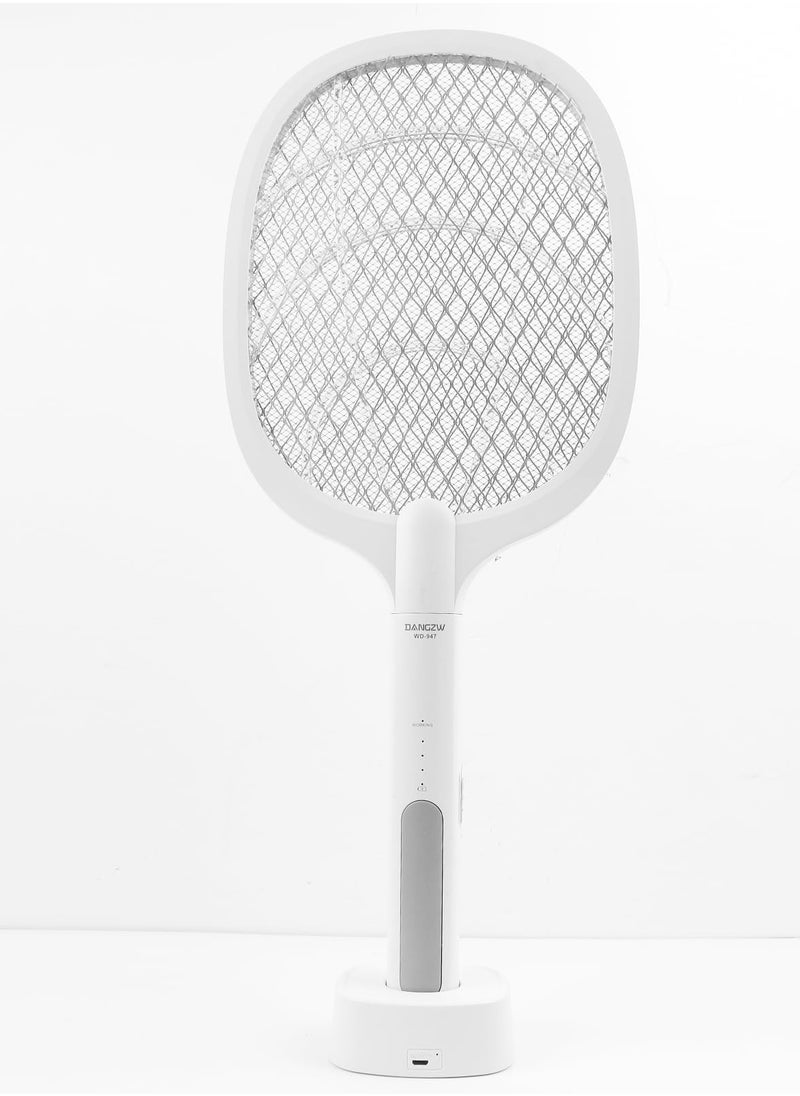 OPULENCE Electric Fly Swatter, 3000V USB Rechargeable Fly Killer Bug Zapper Racket with Charging Base, Home and Outdoor Mosquito Killer with LED Light for Mosquitoes, Flies, Bees, Moths (White) - pzsku/Z1EF7690CB27BA187C3ABZ/45/_/1717675991/4869cf21-0d76-443d-9a38-22cbc9b5e980