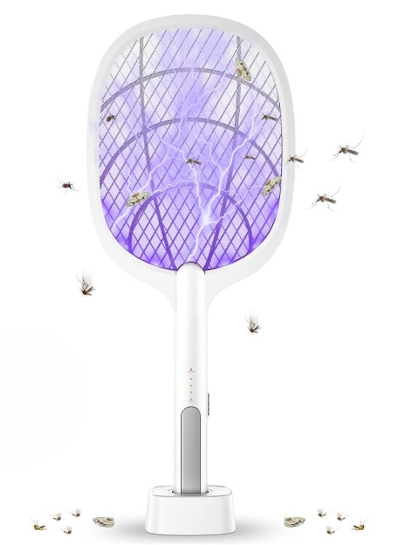 OPULENCE Electric Fly Swatter, 3000V USB Rechargeable Fly Killer Bug Zapper Racket with Charging Base, Home and Outdoor Mosquito Killer with LED Light for Mosquitoes, Flies, Bees, Moths (White) - pzsku/Z1EF7690CB27BA187C3ABZ/45/_/1717680169/889e3fc5-5c63-405e-8418-c2e18450ec81