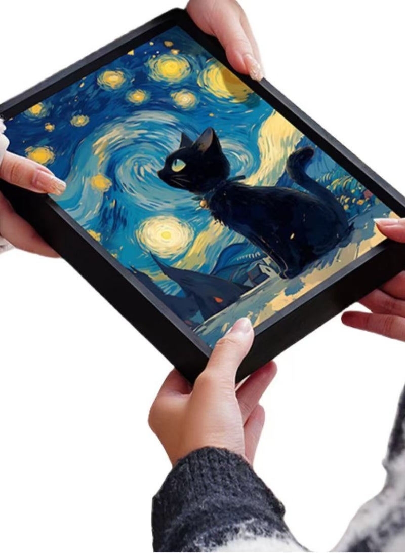 Luminous decorative painting with Bluetooth speaker Van Gogh's cat under the starry sky Premium gift Birthday gift for friends and family  - Image 2