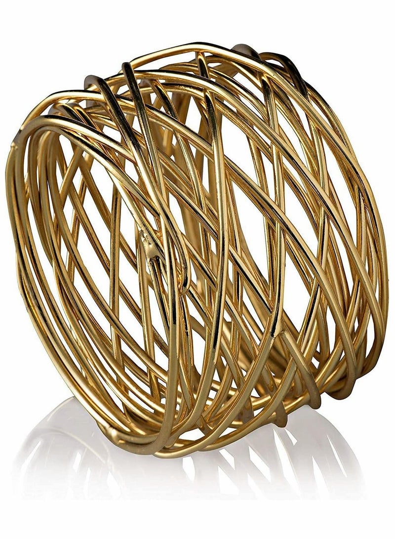 SYOSI Gold Mesh Metal Napkin Ring Holders Set of 12 for Dining Anniversary Birthday Candlelight Dinner Holiday Party of Table Setting Table Decoration Wedding Dining Table Decoration Setting - Image 2