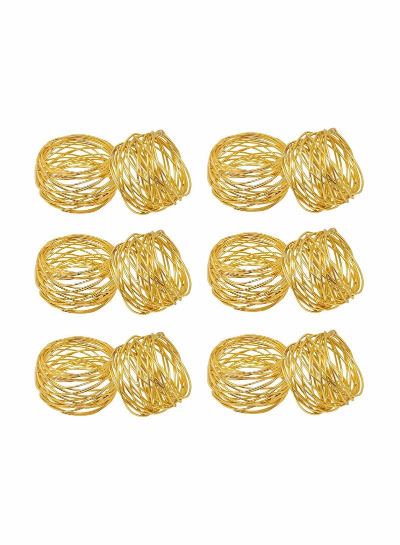 SYOSI Gold Mesh Metal Napkin Ring Holders Set of 12 for Dining Anniversary Birthday Candlelight Dinner Holiday Party of Table Setting Table Decoration Wedding Dining Table Decoration Setting - Image 1