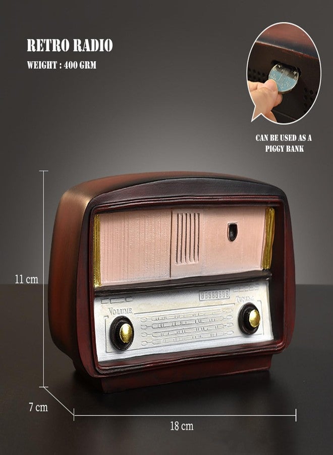 Spiaty Synthetic Resin Vintage Decorative Radio Model for Home Living Room Decorations, Retro Style Table Ornament, Brown Wooden Design - Image 3