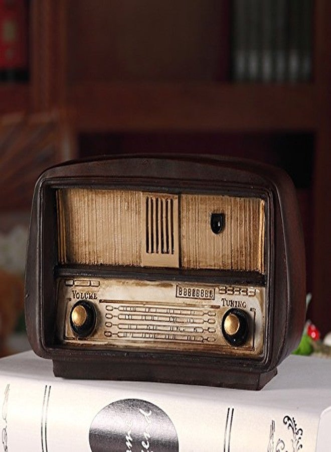 Spiaty Synthetic Resin Vintage Decorative Radio Model for Home Living Room Decorations, Retro Style Table Ornament, Brown Wooden Design - Image 1