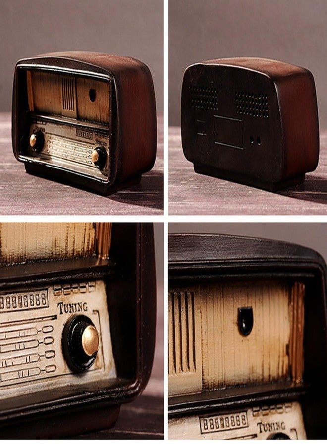 Spiaty Synthetic Resin Vintage Decorative Radio Model for Home Living Room Decorations, Retro Style Table Ornament, Brown Wooden Design - Image 2