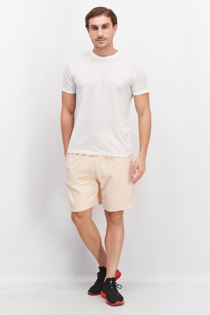 TRIBE OF 6 Men Embroidered Side Pocket Shorts, Peach - Image 3