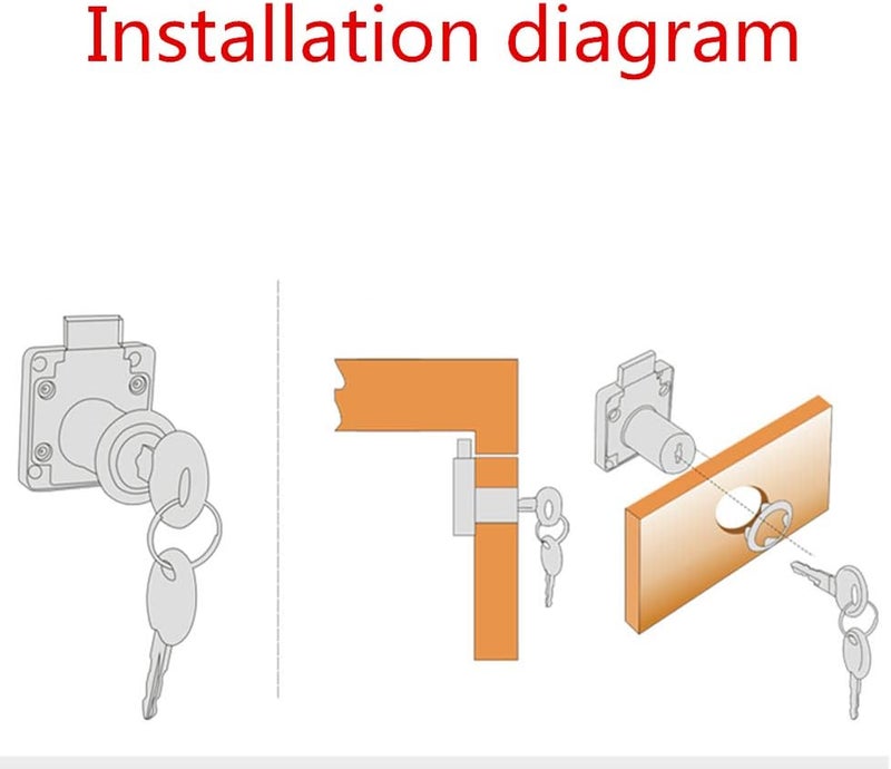 Junrbx Cabinet Drawer Lock,Mailbox Lock, Model CT-138-22,for Fixing Important Documents and Drawers ((Hole Diameter 0.75inch/19MM), Suitable for Door Panels with A Thickness of 17 mm-22 mm. 2 PCS 【Golden】 - Image 5
