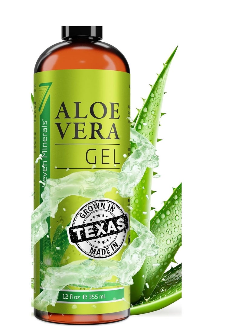 Seven Minerals Seven Minerals Aloe Vera Gel - 99% Organic, Big 12 oz - NO XANTHAN, so it Absorbs Rapidly with No Sticky Residue - Made from Real Juice, NOT Powder  - Image 1