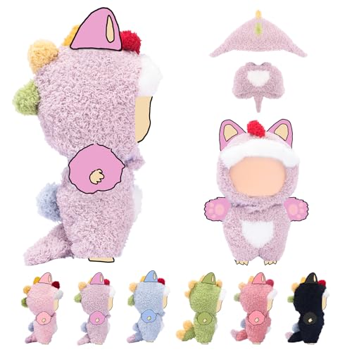 VVQUI Clothes for LABUBU 17cm Doll NO Dolls Dinosaur Outfit for LABUBU Dino Dolls Keychain Accessories Faking Animal Style Outfit Jumpsuit Dinosaur Costume for LABUBU Lavender - Image 1