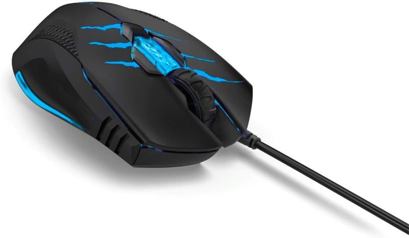 uRage Reaper 100 Gaming Mouse 4200 DPI 4 LED Light Wired Optical 6 Button Programmable 1000Hz Polling Kailh Switches PTFE Feet Ergonomic Right-Handed for PC Laptop FPS MOBA Gaming Black - Image 1