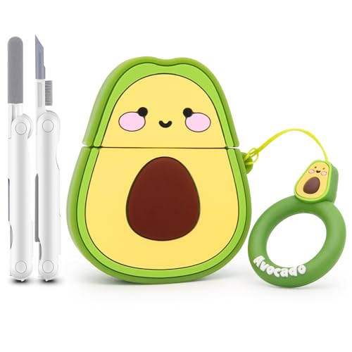 Dumkery Cute Airpods Case, Avocado Airpods 2 Case, 3D Fruit Airpods 1st Generation Case, Airpods 2nd Generation Shockproof Silicone Charging Cases with Cleaner Kit and Keychain for Girls Boys Women - Image 1