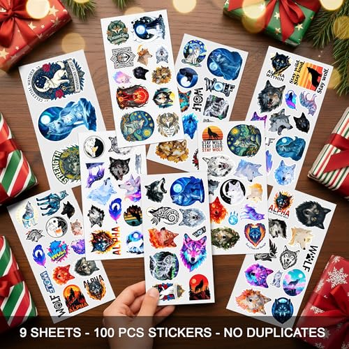 BETANAS 100 Pcs Wolf Stickers Pack Magic Animals Sticker Vinyl Cute Moon Mystic Family Wolves Car Decals Laptop Decor Water Bottles Scrapbook Hard Hat Gift for Unisex Adults Teen Men Women - Image 2